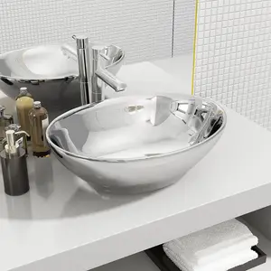 Berkfield Wash Basin 40x33x13.5 cm Ceramic Silver