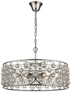 Luminosa Spring 6 Light Large Ceiling Pendant Chrome, Clear with Crystals, E14