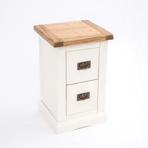 Cosenza 2 Drawer Petite Bedside Table Brass Drop Handle