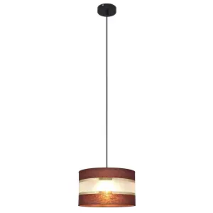 Luminosa Helen Cylindrical Pendant Ceiling Light Brown, Gold, Black 25cm