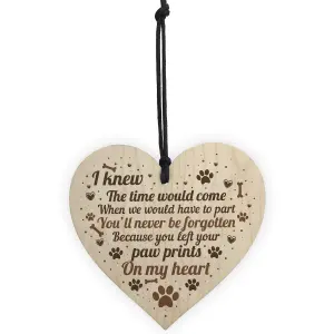 Red Ocean Pet Memorial Dog Cat Tribute Plaque Wooden Heart Grave Christmas Memorial Bauble Paw Prints On Heart Gift