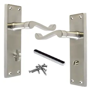 Door Handles Victorian Scroll Lever Bath Lock - Satin 150 x 40mm