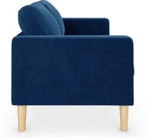 Dunelm Jacob Velvet Small 2 Seater Sofa, Mid Century, Blue, Luxe Navy, Fabric/Velvet