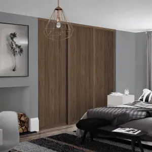 Spacepro Shaker Matt Walnut effect Single panel Sliding wardrobe door (H) 2220mm x (W) 762mm