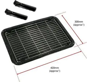 Spares2go Oven Grill Pan Universal Large Dual Handles Fits Most Cookers 420mm X 300mm