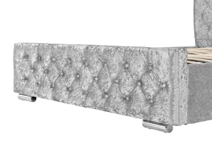 Arya Fabric Ottoman Super King Bed with Storage, Silver Velvet