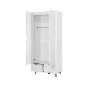 Pulford 2 Door Double Wardrobe In White  Bedroom Furniture Storage Cupboard