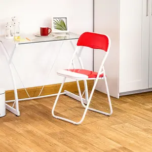 Harbour Housewares - Coloured Padded Folding Chairs - Red - Pack of 4