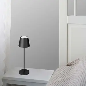 V-TAC Rechargeable Table Lamp Black Round LED USB Dimmable Light with Wireless Charging