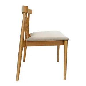 Goran Dining Chair Oak Frame Beige Seat (Pair in a Box)