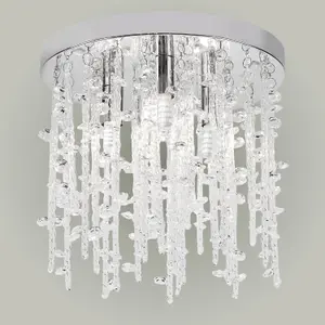 First Choice Lighting Set of 2 Azalea Crystal Flush Ceiling Lights