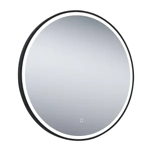 Ovard Black Circular Wallmounted LED Illuminated Bathroom Mirror (H)700mm (W)700mm