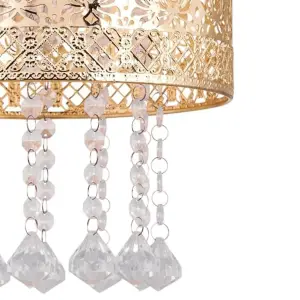 First Choice Lighting Set of 2 Gold Cut Out Jewelled Easy Fit Light Shades