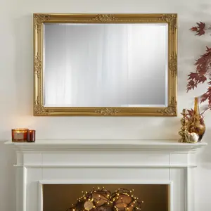 Wall Mirror Highbury Rectangular Shape with Antique Gold Frame- H 104cm x W 74cm x D 3.5cm for Hanging in any Living Area