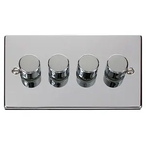 Polished Chrome 4 Gang 2 Way LED 100W Trailing Edge Dimmer Light Switch. - SE Home