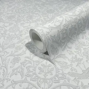 Galerie Heritage White Floral Damask Wallpaper Roll