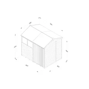 4LIFE Reverse Apex Shed 8x6 - Double Door - 2 Windows