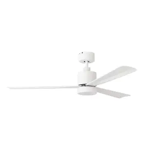 ValueLights 52 Inch Integrated LED Ceiling Fan with Remote Control, 3 Blades, Timer and 6 Speed Functions - White