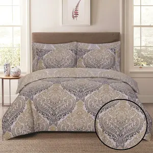 Gurule Polyester Damask Duvet Cover Set with Pillowcases Ochre / Single Duvet Cover + 1 Standard Pillowcase