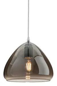 Luminosa Willis Dome Pendant Light Chrome with Smoked Glass