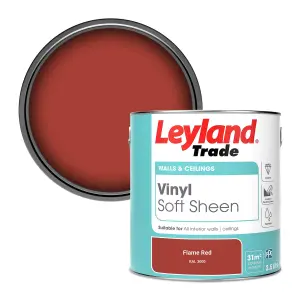 Leyland Trade Vinyl Soft Sheen Walls & Ceilings Emulsion Paint Flame Red (RAL 3000) - 2.5L