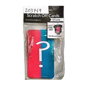 Creative Party Gender Reveal Novelty Scratch Card (Pack of 12) Pink/Blue (One Size)