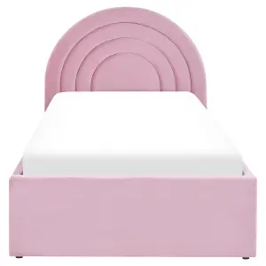 Velvet EU Single Size Ottoman Bed Pink ANET