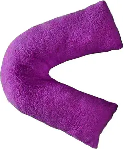 Teddy Bear Fleece Plush Warm Fuzzy Cuddly V-Shaped Pillow & Cover (Plum, V-Pillow With Teddy Cover)