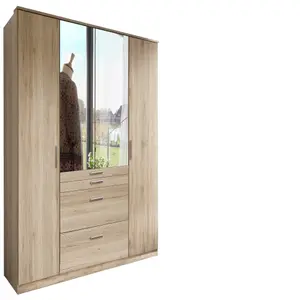 DIVER 4 door Oak wardrobe with drawers