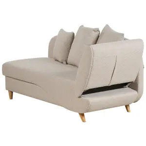 Right Hand Fabric Chaise Lounge with Storage Beige MERI II