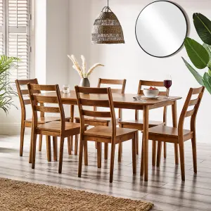 Furniturebox UK Lynton Large Walnut Colour Wooden Dining Table & 6 Dining Chairs