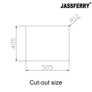 JASSFERRY Undermount Kitchen Sink Handmade 1.2mm Thickness Stainless Steel Single Bowl, 540 X 440 mm