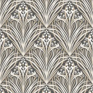 Elegance Bellflower Wallpaper Charcoal & Cream M66109