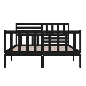 Berkfield Bed Frame Black Solid Wood 150x200 cm King Size