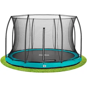 14ft Salta Green Comfort Edition InGround Round Trampoline with Enclosure