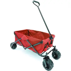 Platinum Folding Trolley Cart, For Festivals, Camping & Garden - 70kg Load Capacity & Durable Wheels, Easy Storage & Cover - Red