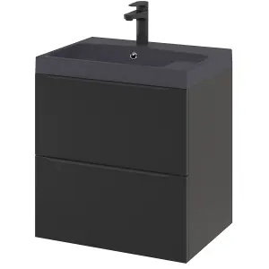 GoodHome Mila Black Rectangular Vanity Basin (W)60.4cm