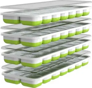 Oliver's Kitchen ® Ice Cube Trays - 4 X Set Of Ice Moulds - Flexible Base For Easy Release Ice Cubes - Save Freezer Space With Non-Spill Stackable