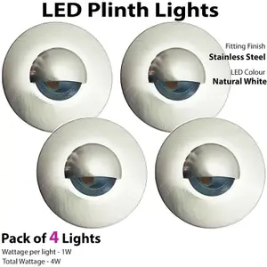 Eyelid LED Plinth Light Kit 4x Round Spotlight Kitchen Bathroom Floor Kick Panel