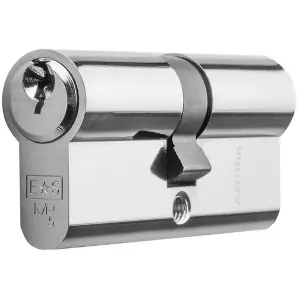 70mm EURO Double Cylinder Lock - 5 Pin Polished Chrome Fire Door Key Barrel