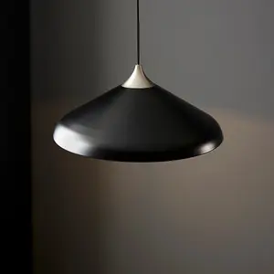 Luminosa Milan Single Pendant Ceiling Lamp, Matt Black, Matt Nickel Plate