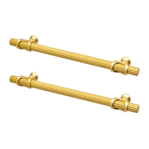 DecorAndDecor - SIENNA Matt Gold Lines T-Bar Kitchen Cabinet Pull Handles - 160mm - Pair