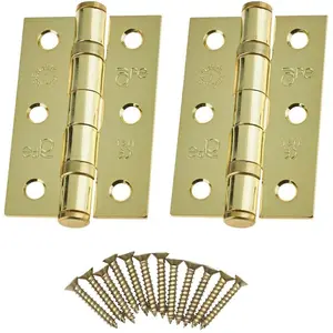 EAI - 3" Internal Door Hinges & Screws G7 FD30  - 76x50x2mm Square - PVD Brass