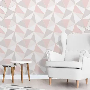 Fine Decor Apex Geometric Rose Gold  Feature Wall Wallpaper FD41993