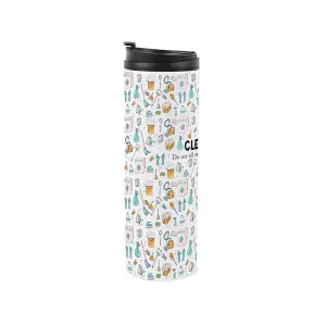 Cleaner Travel Mug - Novelty Cleaning Housekeeper Gift - Stainless Steel Vacuum-Sealed Double-Walled Hot/Cold Drinks Travel Flask