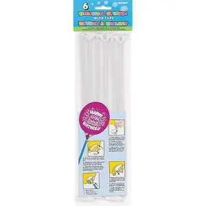 Unique Plain Balloon Sticks (Pack of 6) White (One Size)