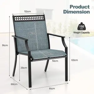 Costway Set of 2 Outdoor Patio Chairs Dining Chair Set Heavy Duty Metal Frame