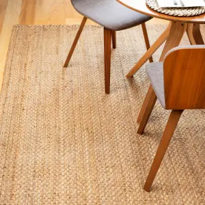 Natural Brown Woven Jute Area Rug 120x170cm