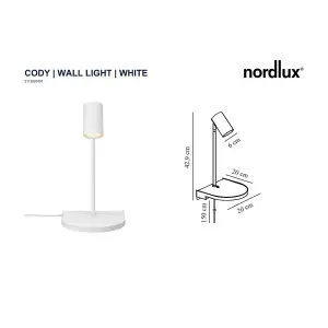 Nordlux Cody Indoor Living Dining Bedroom Metal Wall Light in White (Diam) 20cm