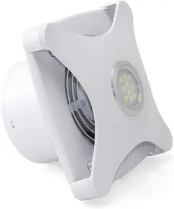 Airtech 4" 100mm Extractor Fan with LED Light Bulb lamp, Wall Exhaust for Bathroom Bedroom